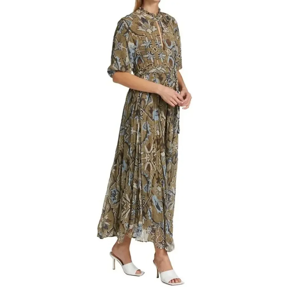 HANNAH ARTWEAR Sz 2 M Medium Oceanus Belted Maxi Dress Shaila Print - Picture 10 of 10